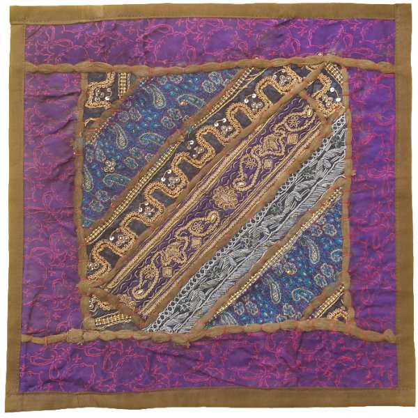 Bestickter Kissenbezug – Lila Suzani-Design II