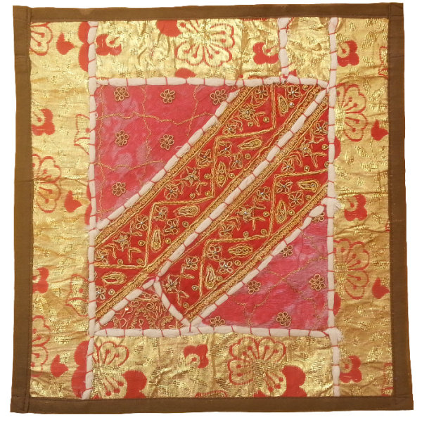 Bestickter Kissenbezug – Rot mit goldenem Suzani-Design