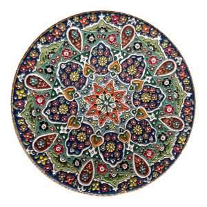 Dekorativer Keramikteller handgemalt mit persischer Minakari Emaille Galaxie