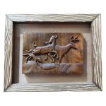 Gerahmte Holzgeschnitzte Kunst mit Tiermotiven Gazelle