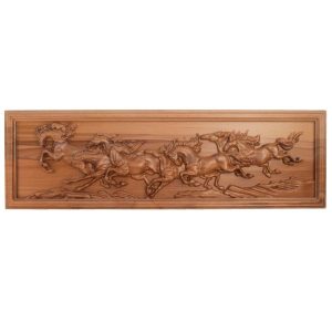 Gerahmte Holzgeschnitzte Kunst mit Tiermotiven Pferde
