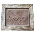 Gerahmte Holzgeschnitzte Kunst mit Tiermotiven Löwe