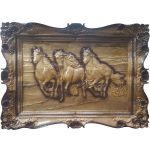 Gerahmte Holzgeschnitzte Kunst mit Tiermotiven Rennende Pferde