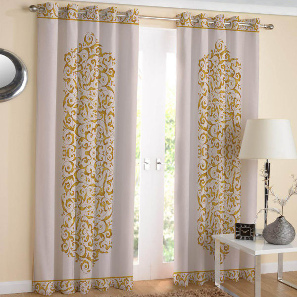 Gedruckter Samt Ösenvorhang – Goldenes Design