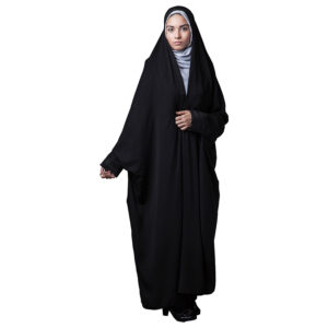 Islamischer arabischer schwarzer Chador Hijab mit Ärmeln für Frauen und Gebet – Fatemi