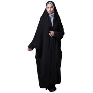 Islamischer arabischer schwarzer Chador Hijab mit Ärmeln für Frauen und Gebet – Vira