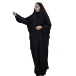 Islamischer arabischer schwarzer Chador Hijab mit Ärmeln für Frauen und Gebet – Zhozet