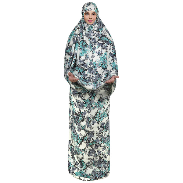 Islamisches Namaz-Chador für Frauen – Ideal zum Beten - Blaue Blumen