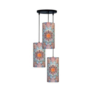 Stoff Cluster Pendelleuchte mit Samt Zylinderschirm Hamid