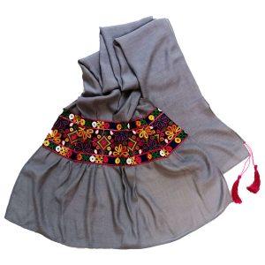 Baluchi Bestickter Schal für Frauen Grau