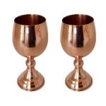 Set mit 2 handgefertigten persischen Kupfer-Weingläsern – Gehämmertes Modell Ala