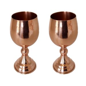 Set mit 2 handgefertigten persischen Kupfer-Weingläsern – Gehämmertes Modell Ala