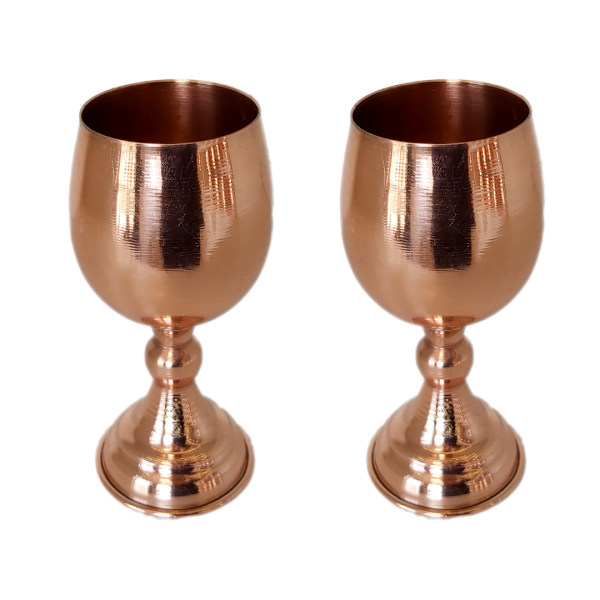 Set mit 2 handgefertigten persischen Kupfer-Weingläsern – Gehämmertes Modell Ala