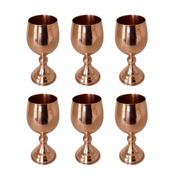 Set mit 6 handgefertigten persischen Kupfer-Weingläsern – Gehämmertes Modell Ayne