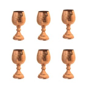 Set mit 6 handgefertigten persischen Kupfer-Weingläsern – Gehämmertes Modell Shafagh