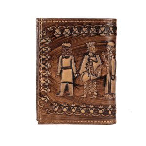 Persischer Leder-Doppelfalt-Geldbeutel mit Achaemenes-Design