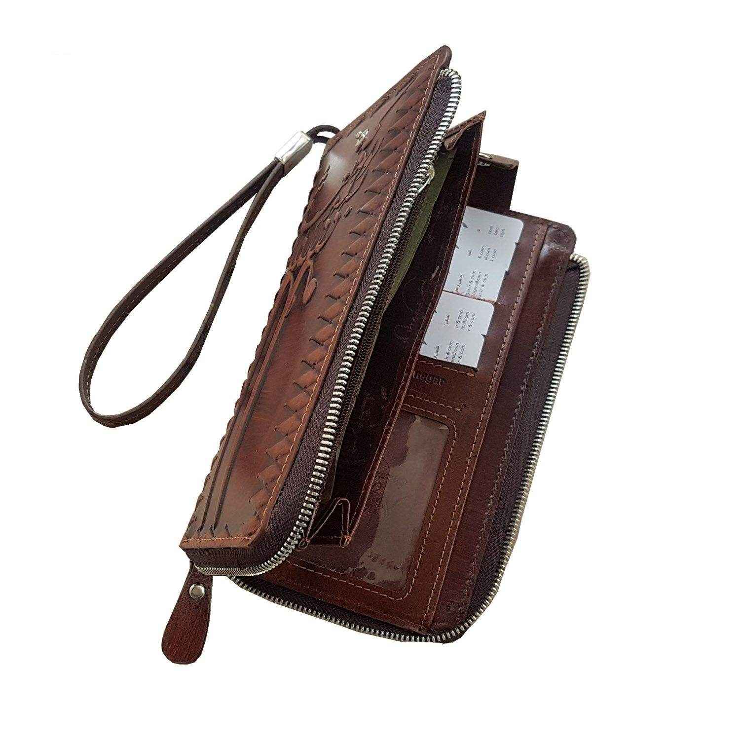 Persischer Leder-Langgeldbeutel mit Charmine-Design