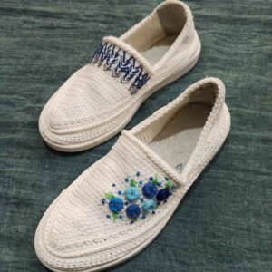 Giveh Schuhe – Persische Handgefertigte Atmungsaktive Fußbekleidung Blaue Blume