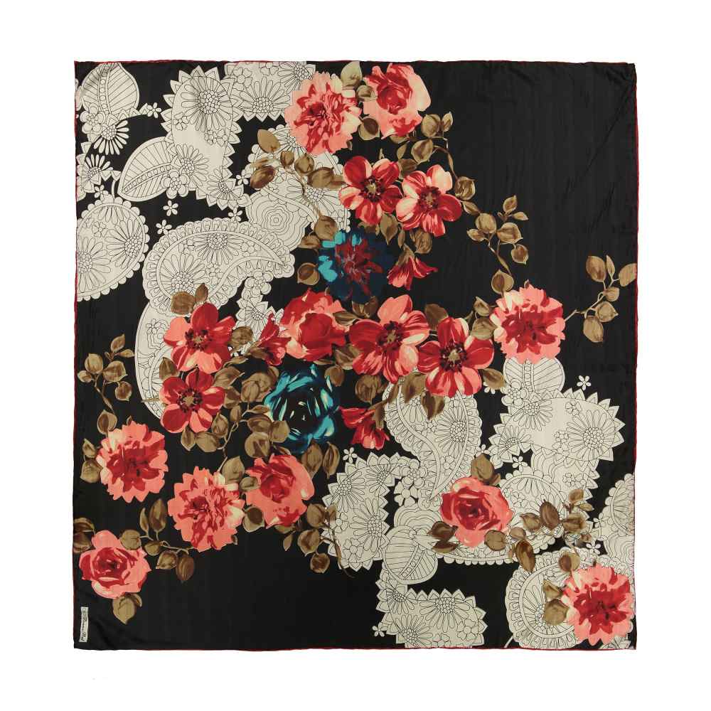 Blumenschal aus Seide für Damen – Luxus und Lebendiges Simin-Design