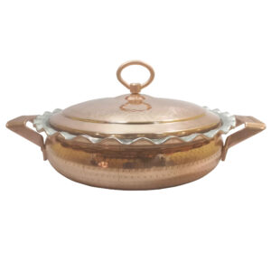 Persische Kupfer-Sautierpfanne – Handgefertigt mit Deckel (Traditionelles Design)