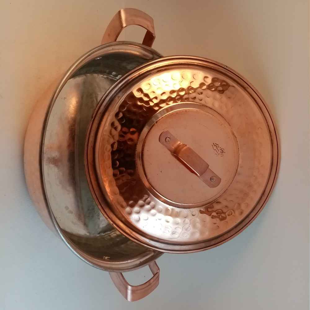 Persische Kupfer-Sautierpfanne – Handgefertigt mit Deckel (Faraz-Modell)