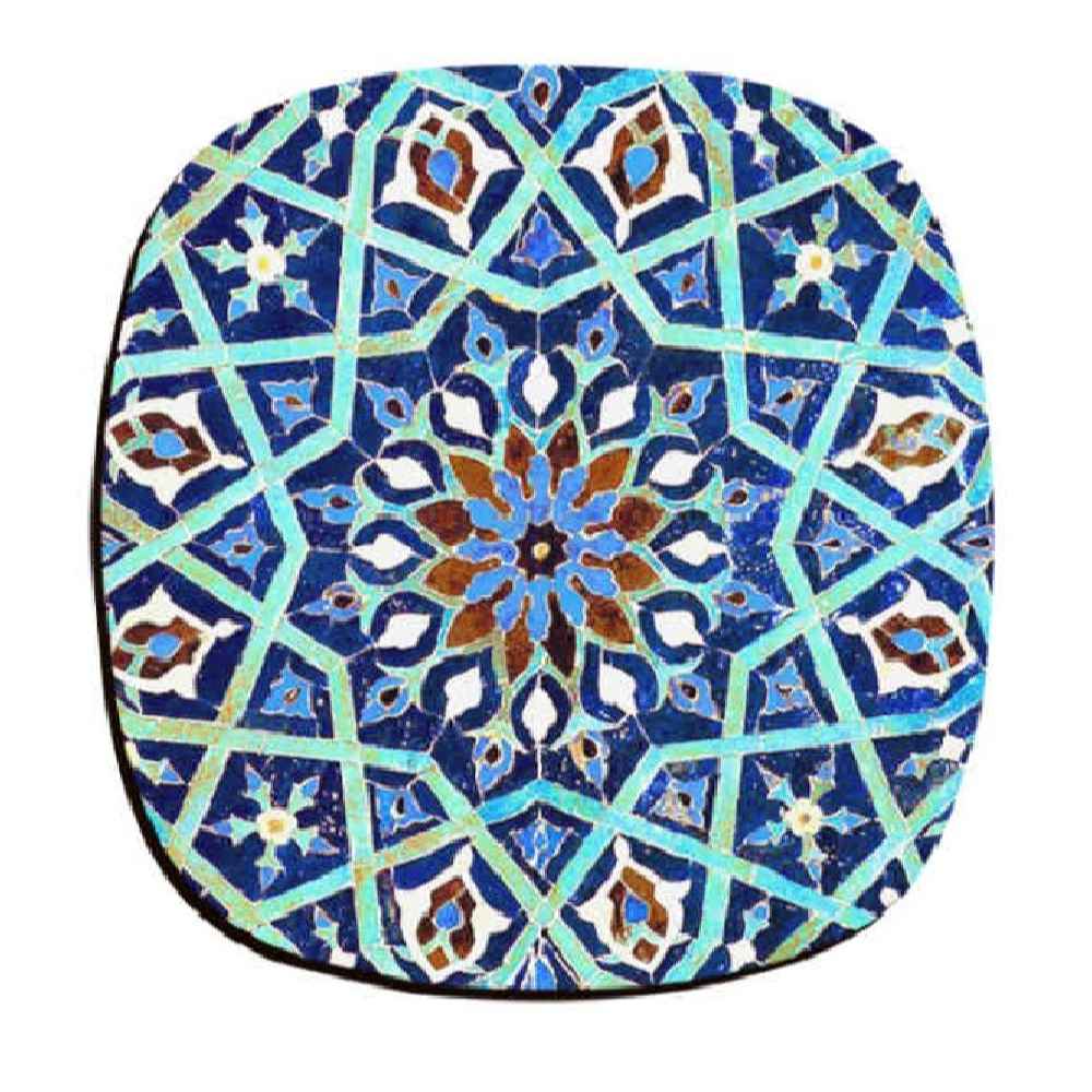 Set aus Untersetzern mit persisch inspiriertem künstlerischen Design Türkis