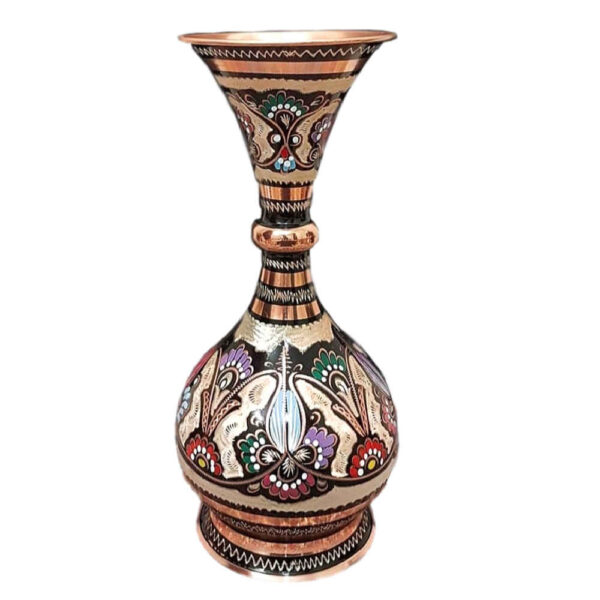 Dekorative Kupfervase, handbemalt mit persischer Minakari-Emaille Ava