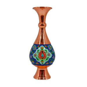 Dekorative Kupfervase, handbemalt mit persischer Minakari-Emaille Leyli