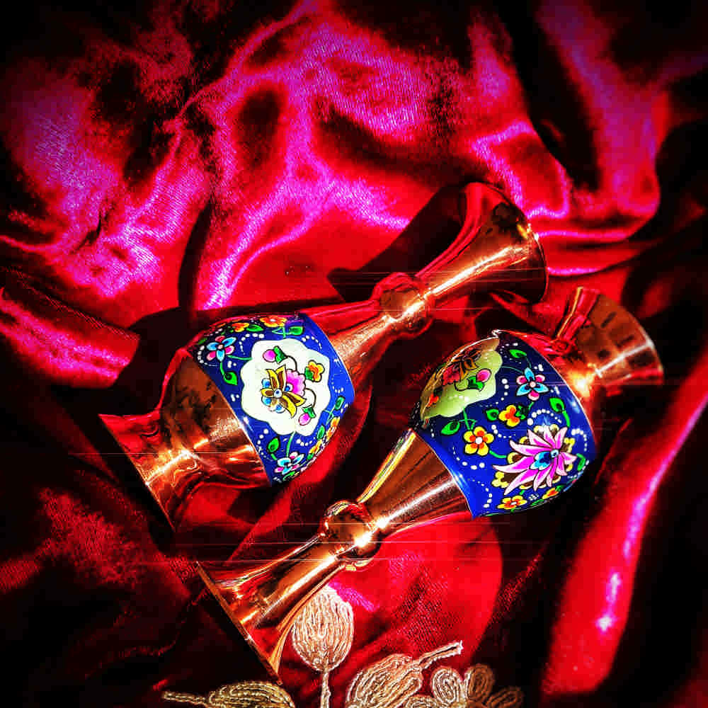 Dekorative Kupfervase, handbemalt mit persischer Minakari-Emaille Parvaz