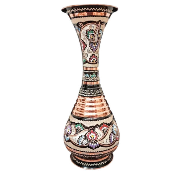 Dekorative Kupfervase, handbemalt mit persischer Minakari-Emaille Sama