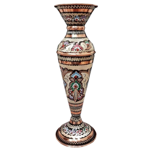 Dekorative Kupfervase, handbemalt mit persischer Minakari-Emaille Sarvin