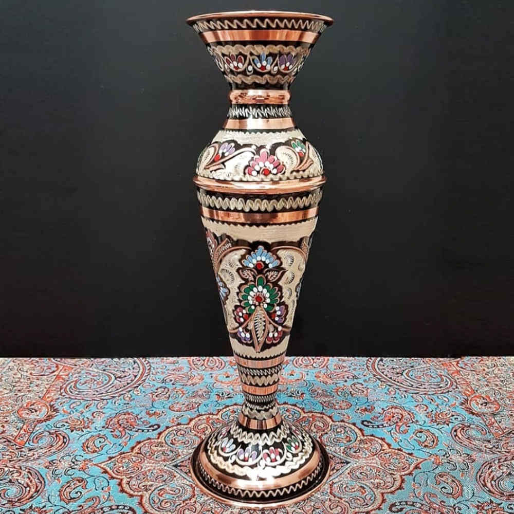 Dekorative Kupfervase, handbemalt mit persischer Minakari-Emaille Sarvin