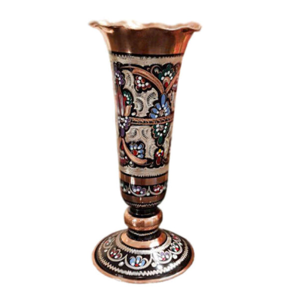 Dekorative Kupfervase, handbemalt mit persischer Minakari-Emaille Sheypoori