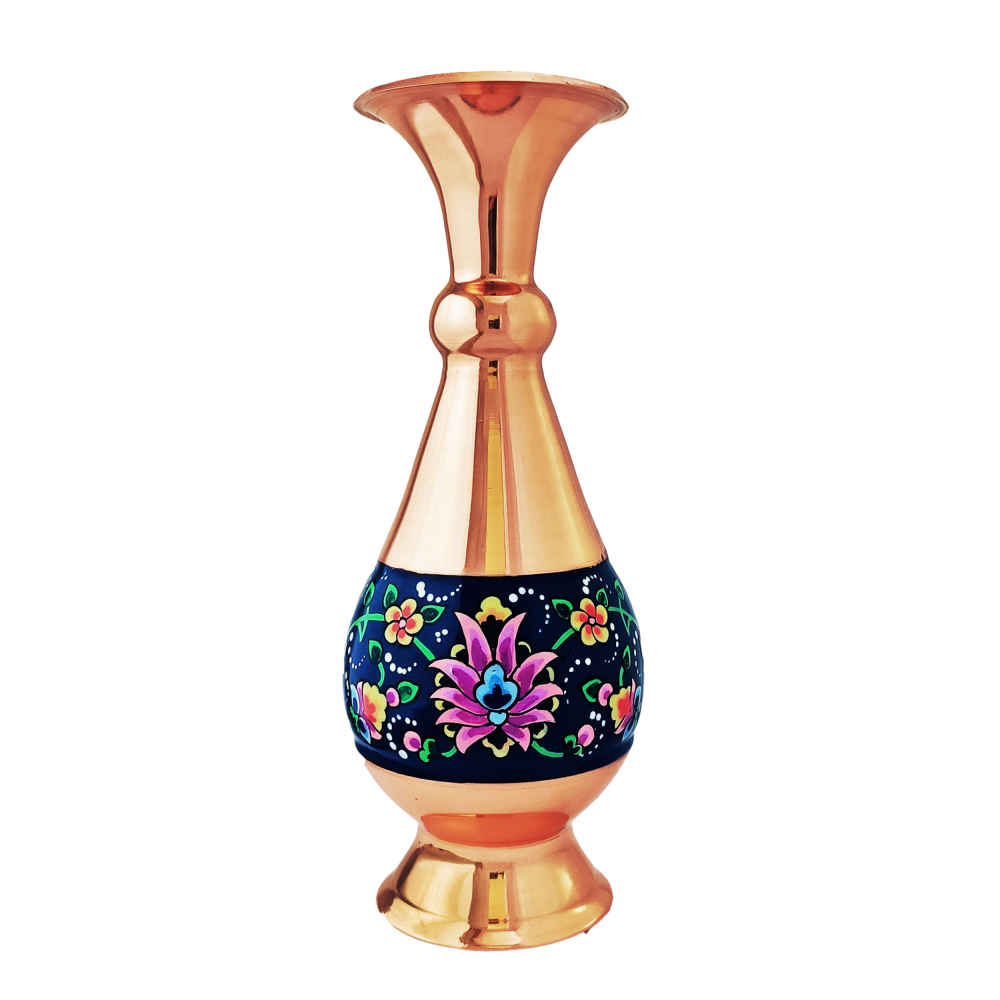 Dekorative Kupfervase, handbemalt mit persischer Minakari-Emaille Tahoora
