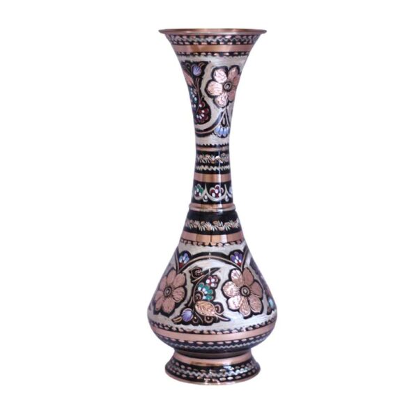 Dekorative Kupfervase, handbemalt mit persischer Minakari-Emaille Yavar