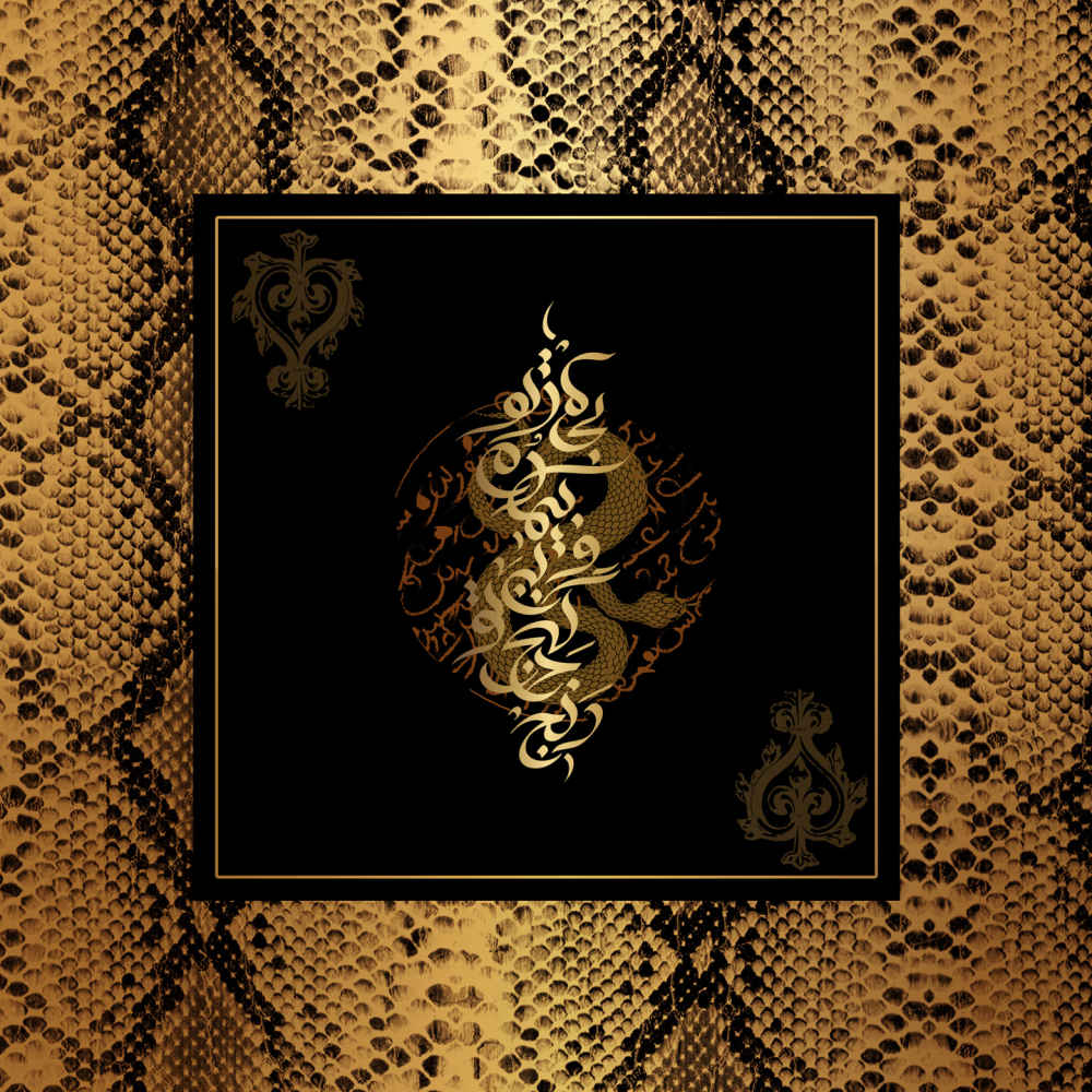 Persischer Bedruckter Seidenschal Beidseitig Künstlerische Kalligraphie Gedicht