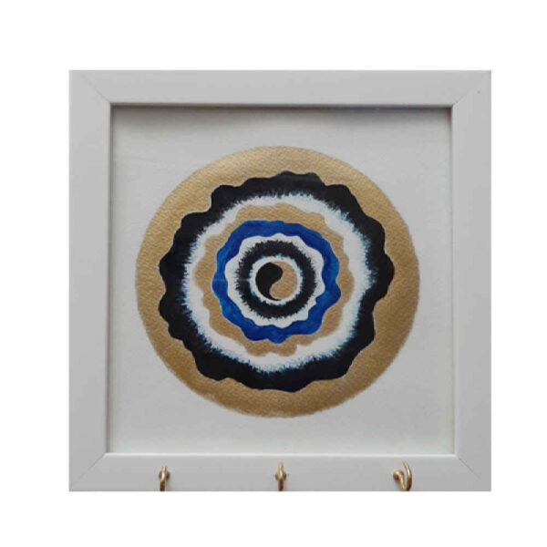 Dekorativer hölzerner Wand-Schlüsselhalter mit Cheshm Nazar C023-Design