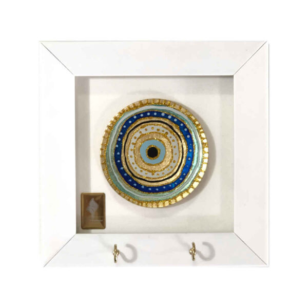 Dekorativer hölzerner Wand-Schlüsselhalter mit Cheshm Nazar C2-Design