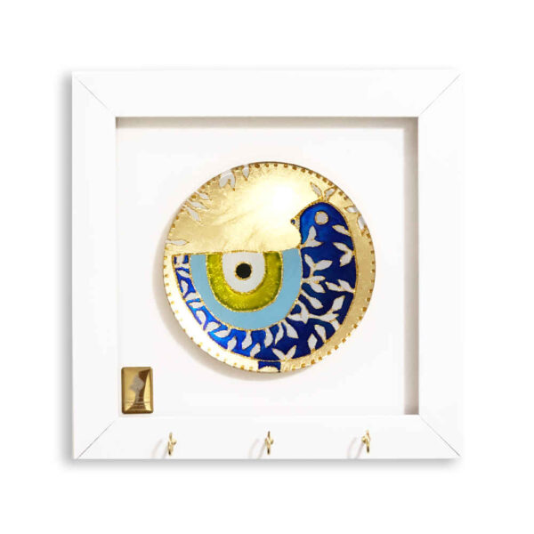 Dekorativer hölzerner Wand-Schlüsselhalter mit Cheshm Nazar CN45-Design