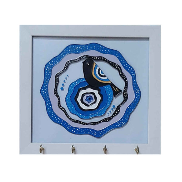 Dekorativer hölzerner Wand-Schlüsselhalter mit Cheshm Nazar EH22-Design