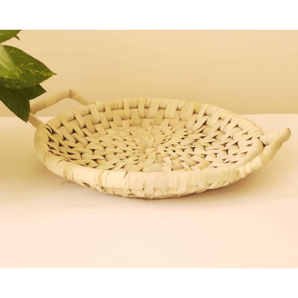 Persischer handgewebter Palmblatt-Korb mit Griffen Modell Nesa