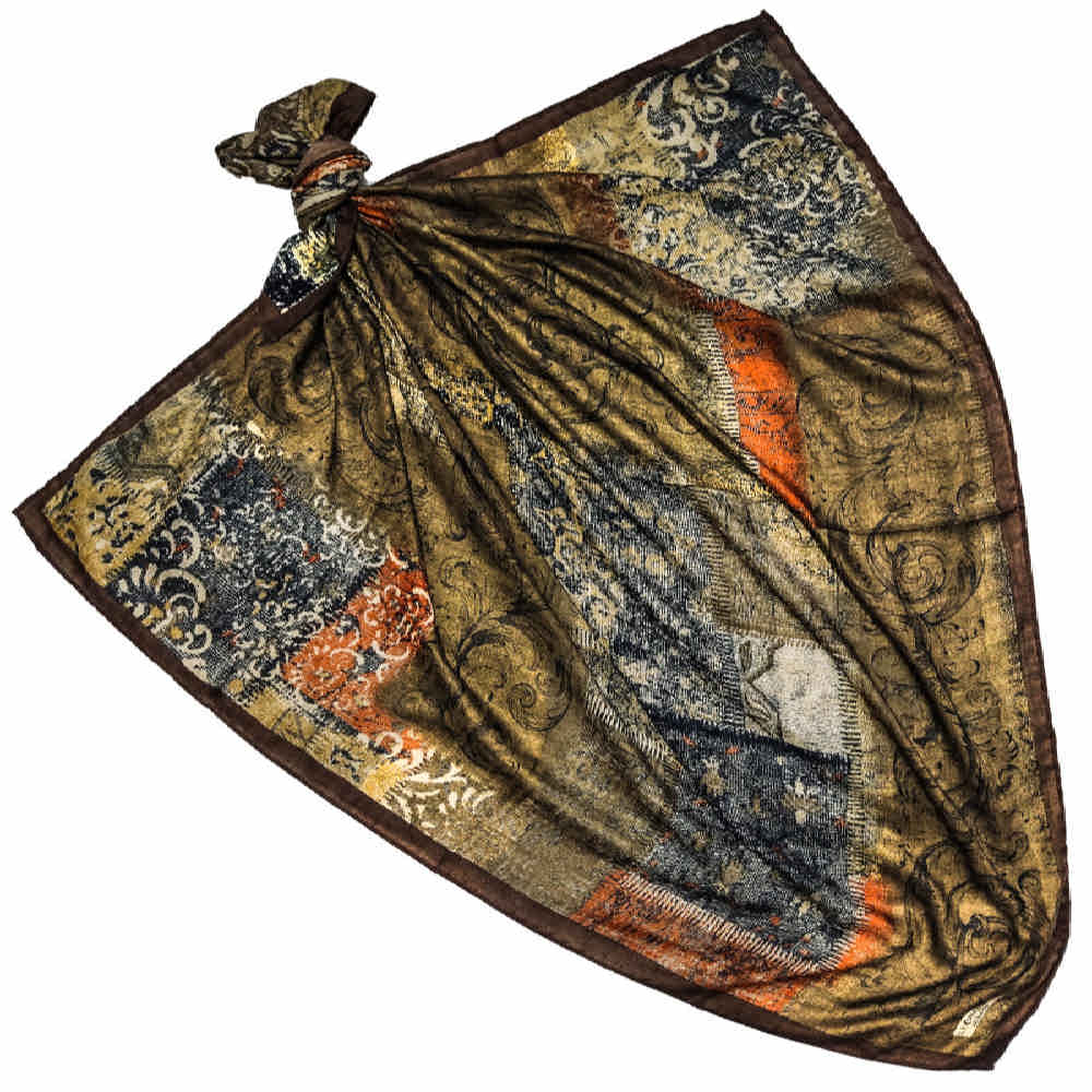 Künstlerischer Druck Sommerschal aus Seide für Damen – Luxus und Lebendiges Khorshid-Design