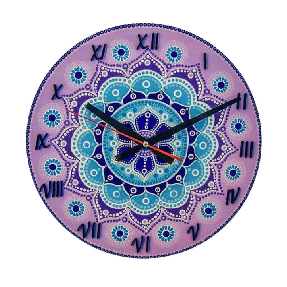 Bleiglas-Wanduhr mit Blumenmuster Sana