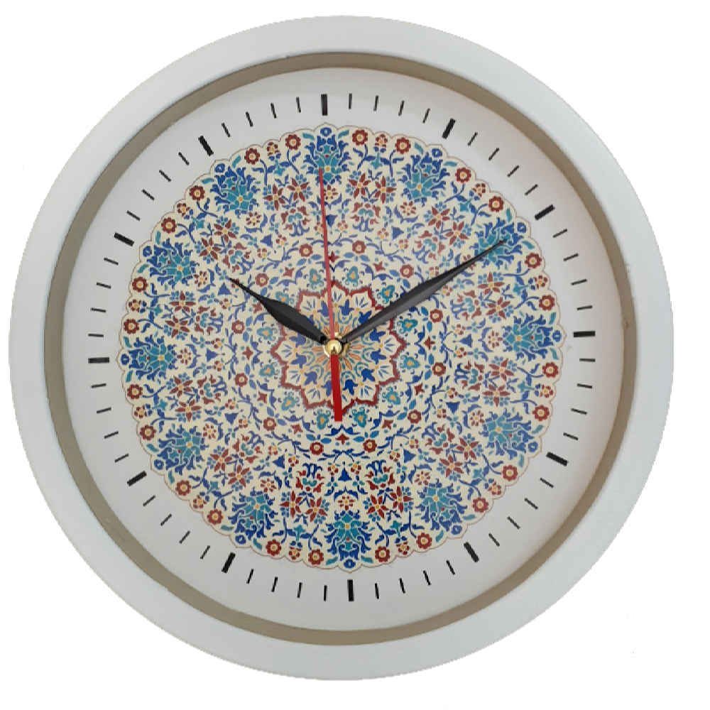 Persisch inspirierte analoge Wanduhr mit Muster - Termeh