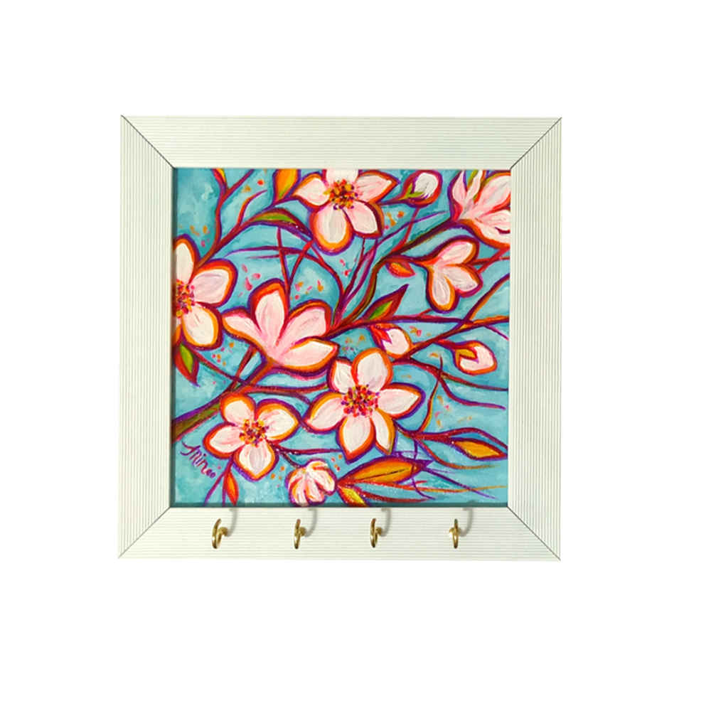 Dekorativer hölzerner Wand-Schlüsselhalter mit Baharan-Design