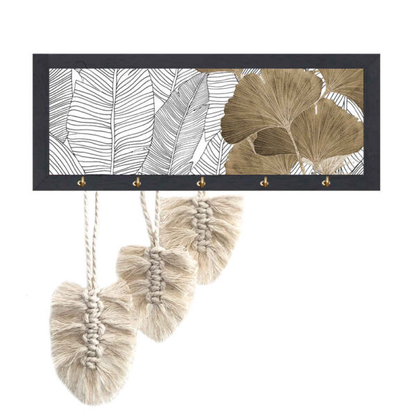 Dekorativer hölzerner Wand-Schlüsselhalter mit Boho-Design