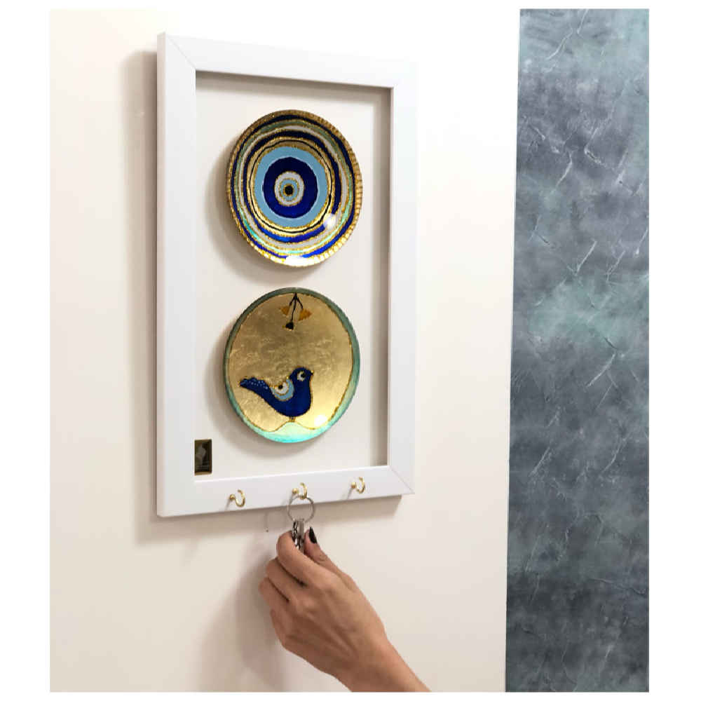 Dekorativer Wand-Schlüsselhalter mit Cheshm Nazar 02-Design