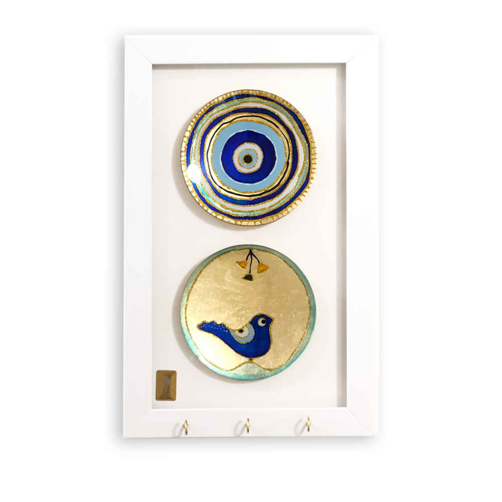 Dekorativer Wand-Schlüsselhalter mit Cheshm Nazar 02-Design
