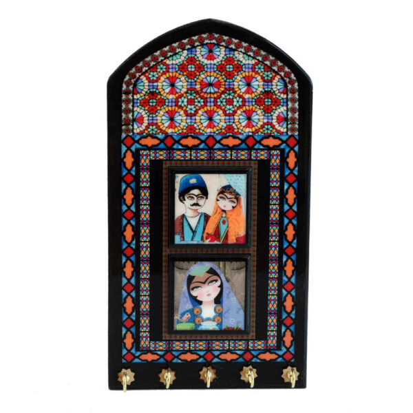 Handgefertigter persischer Holz-Wand-Schlüsselhalter, Modell Sonati