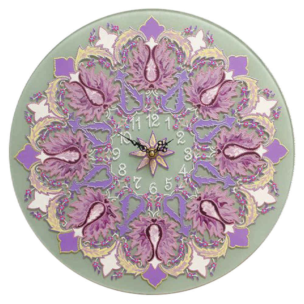 Bleiglas-Wanduhr mit Blumenmuster Nasim